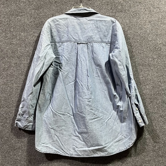 Pilcro By Anthropologie Shirt Womens XSP Blue Denim Ruffle Long Sleeve Button Up - Picture 6 of 7